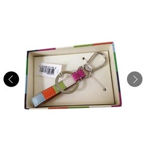 Coach Legacy stripe lanyard key chain